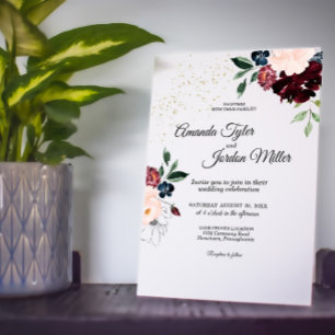Invitación a la boda Purpurina de la celebración d