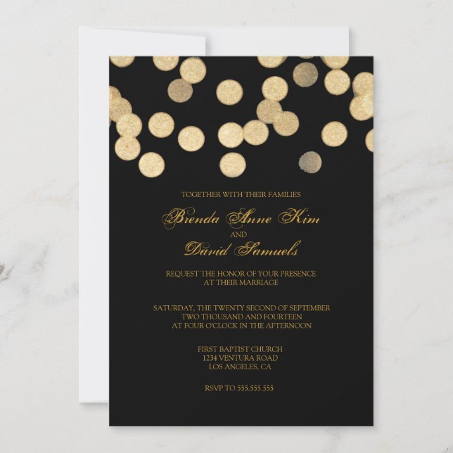 Invitación a la boda Purpurina de oro (Anverso)