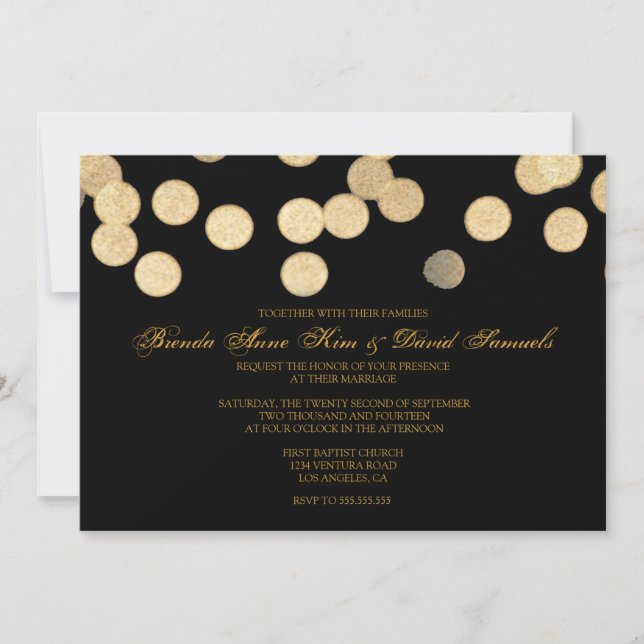 Invitación a la boda Purpurina de oro (Anverso)