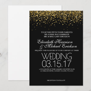Invitación a la boda Purpurina de oro