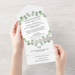 Invitación a la boda Purpurina de oro de Eucalyptu