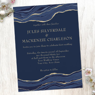 Invitación a la boda Purpurina de oro de la Marina