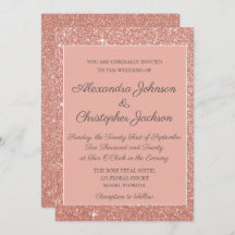 Invitación a la boda Purpurina de oro rosa rosa