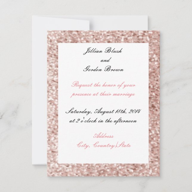 Invitación a la boda Purpurina de Rubor Faux Pink (Anverso)