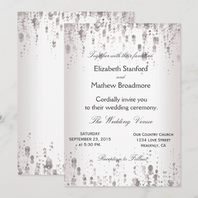Invitación a la boda | Purpurina plateado (Anverso / Reverso)