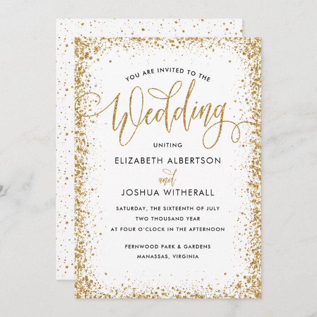 Invitación a la boda Purpurinoso en un Purpurina d (Anverso / Reverso)