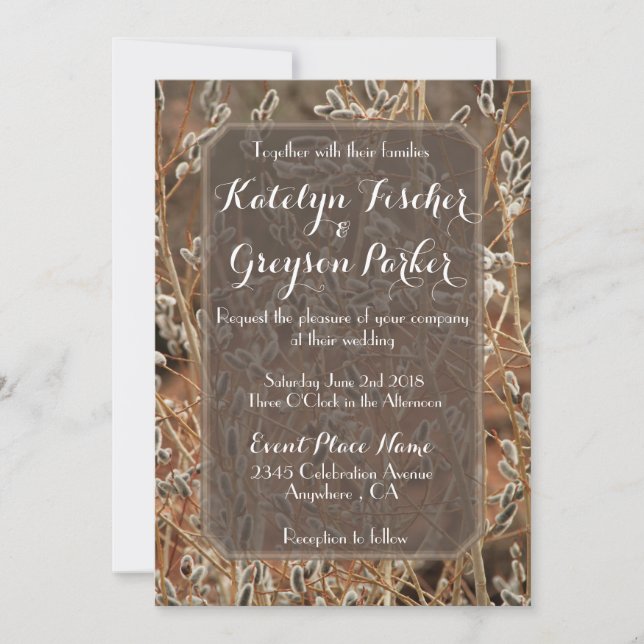 Invitación a la boda Pussy Willow (Anverso)