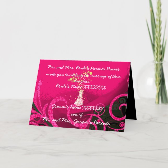 Invitación a la boda Rasberry Profunda Calla Lilly (Anverso)