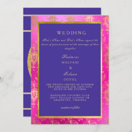 Invitación a la boda real de color rosa y azul