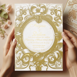 Invitación a la boda real de oro