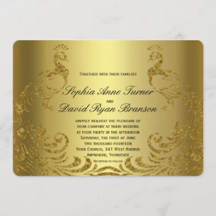 Invitación a la Boda Real de Oro Abstracto