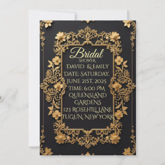 Invitación a la Boda Real Negra y Oro