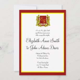 Invitación a la boda real roja y dorada