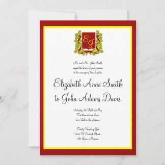 Invitación a la boda real roja y dorada