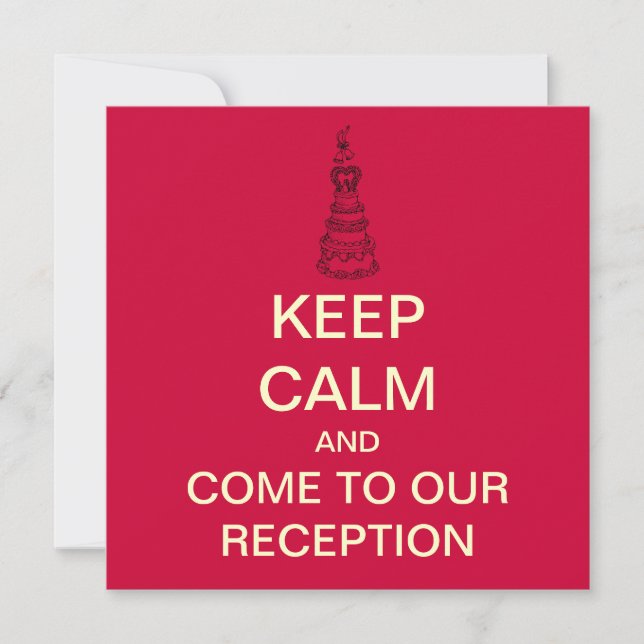 Invitación a la boda Recepción KEEP CALM (Rojo) (Anverso)