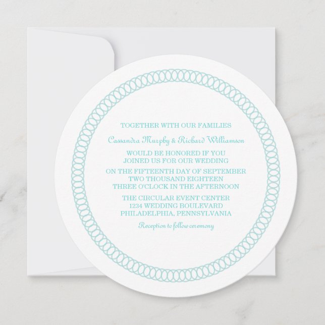 Invitación a la boda redonda de Aqua Encircled (Anverso)