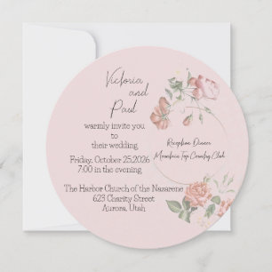 Invitación a la boda redonda de dulzura rosa