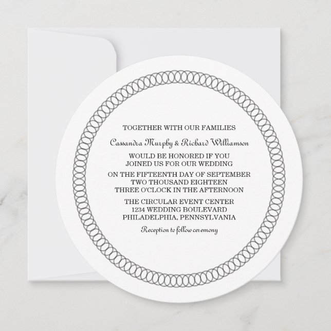 Invitación a la boda redonda de Ebony (Anverso)