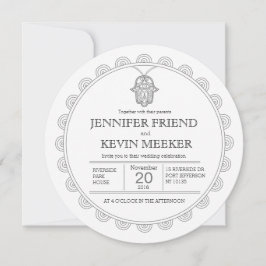 Invitación a la boda redonda de Hamsa