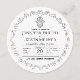 Invitación a la boda redonda de Hamsa