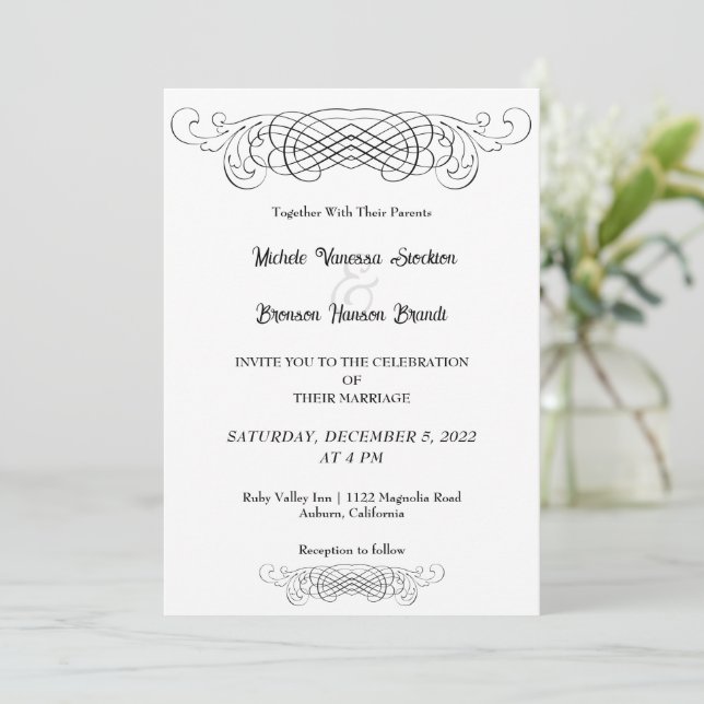 Invitación a la boda refinada (Anverso de pie)