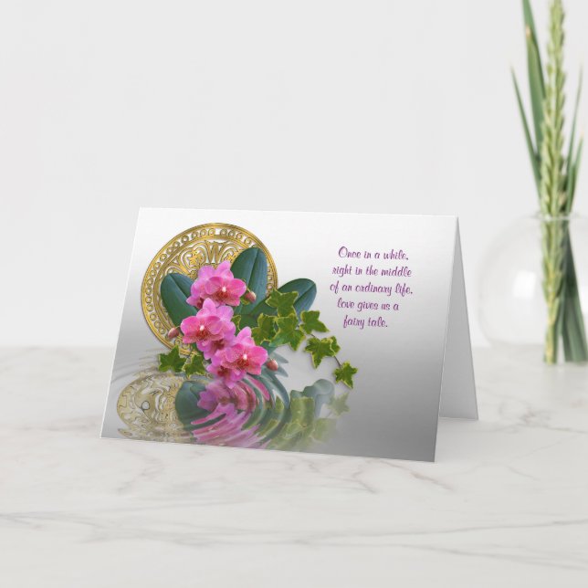 Invitación a la boda Reflexión de arte orquídea (Anverso)