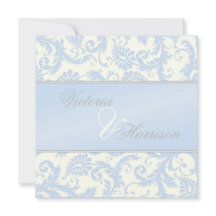 Invitación a la boda Regal Blue y Ivory Damask