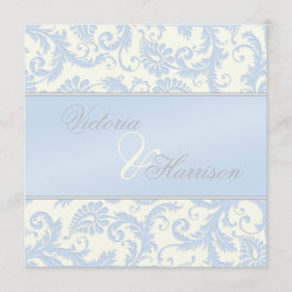 Invitación a la boda Regal Blue y Ivory Damask