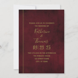 Invitación a la Boda Regal de Vino y Oro