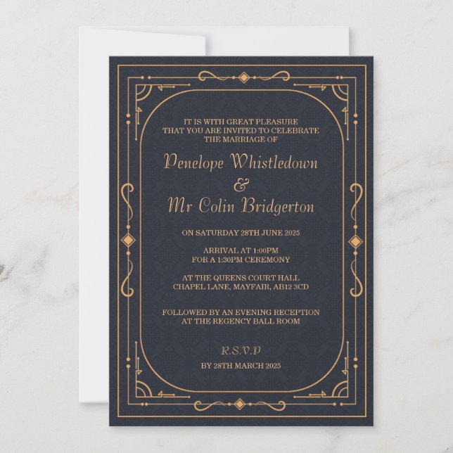 Invitación a la boda Regency Regency (Anverso)