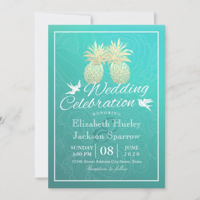 Invitación a la boda Relieve metalizado dorado Ver (Anverso)