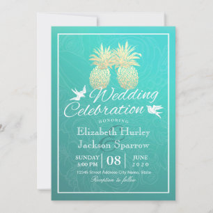 Invitación a la boda Relieve metalizado dorado Ver