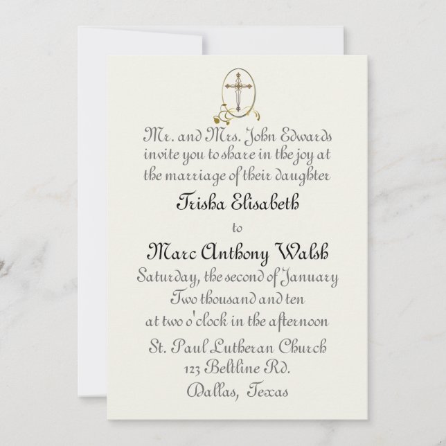 Invitación a la boda religiosa (Anverso)