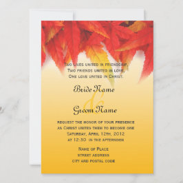 Invitación a la boda religiosa, caída hojas rojas