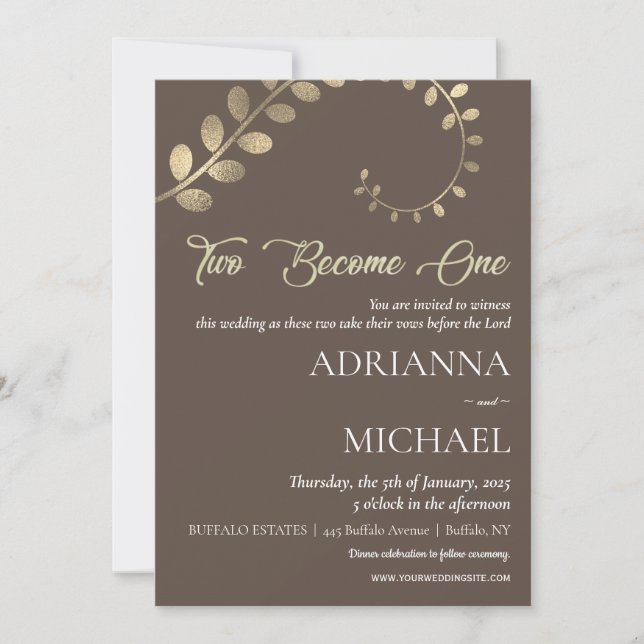 Invitación a la boda religiosa cristiana de oro ma (Anverso)