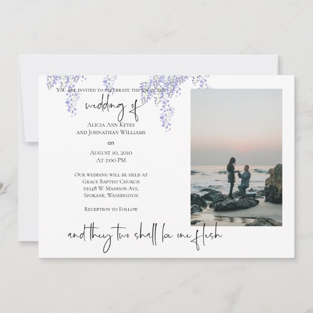 Invitación a la boda religiosa de 2 fotos de Wiste (Anverso)