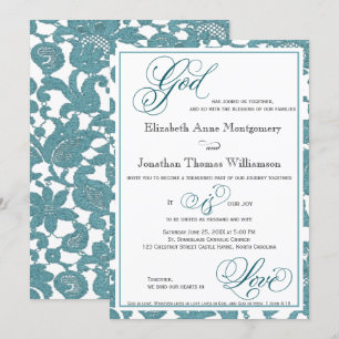 Invitación a la boda religiosa de los encajes verd