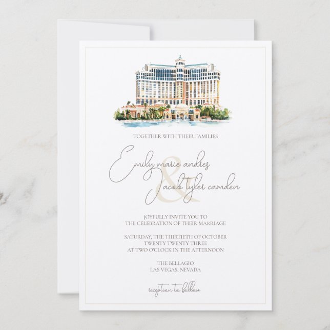 Invitación a la boda - Resort en acuarela (Anverso)