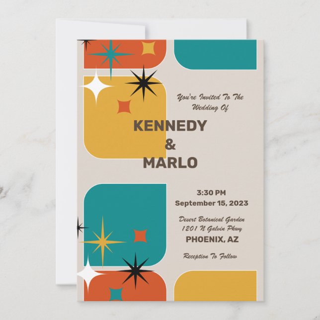 Invitación a la boda retro (Anverso)