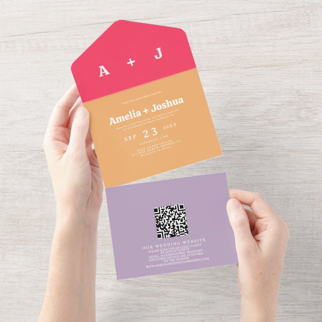 Invitación a la boda retro brillante y audaz (desgarro)