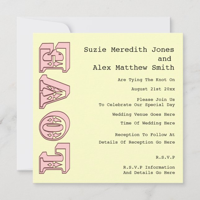 Invitación a la boda retro de amor (Anverso)