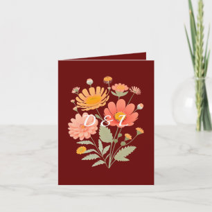 Invitación a la boda retro floral plegada