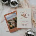 Invitación a la boda retro, Terracotta Boho<br><div class="desc">Esta es una invitación de boda con temática retro. Edita la mayoría de* frases y colores de esta boda retro invitan a que se ajuste a su tema de evento estilo personal! (la palabra "y" no es editable, pero se pueden cambiar los colores) // Para los diseños coincidentes, busque BIRDIE...</div>