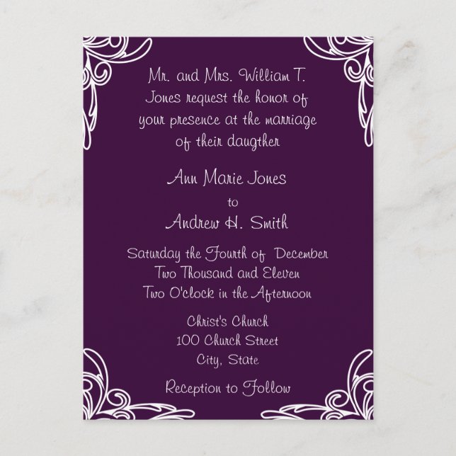 Invitación a la boda Rincones blancos giran en cir (Anverso)