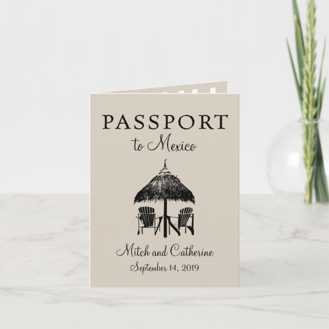 Invitación a la boda Riviera Maya México Passport (Anverso)