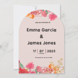 Invitación a la boda roja acuarela