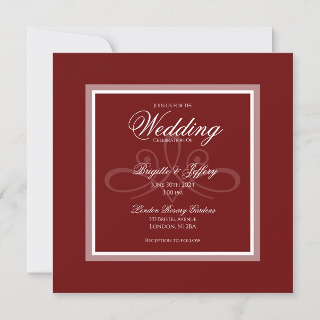Invitación a la boda roja de Borgoña (Anverso)