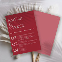 Invitación a la Boda Roja de Crimson minimalistas