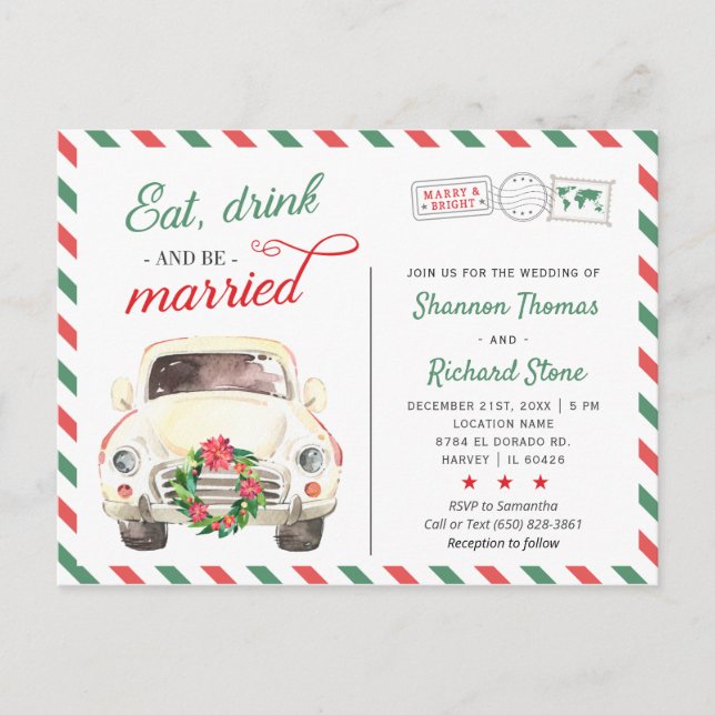 Invitación a la boda roja de viaje de vacaciones p (Anverso)