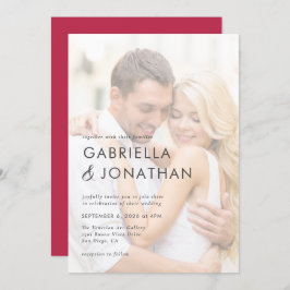 Invitación a la boda roja magenta moderna y simple